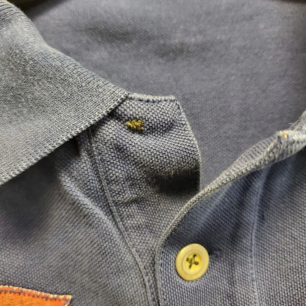 RALPH LAUREN POLO Shirt Mens Large Blue Embroidered Logo Patch Casual Preppy